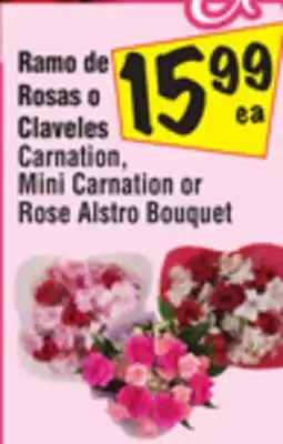 El Super Carnation, Mini Carnation or Rose Alstro Bouquet offer