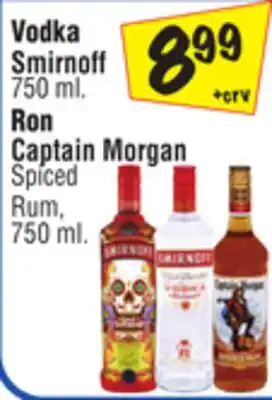 El Super Vodka Smirnoff 750 ml. Ron Captain Morgan Spiced Rum, 750 ml offer