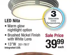 Menards Patriot Lighting Nita Brushed Nickel Integrated LED Flush Mount Ceiling Light offer