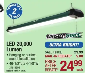 Menards Masterforce 20000 Lumen 46 LED Shop Light offer