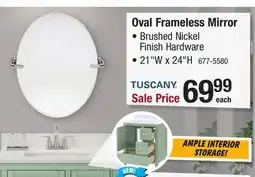 Menards Tuscany 21W x 24H Brushed Nickel Bevel Oval Pivoting Frameless Mirror offer