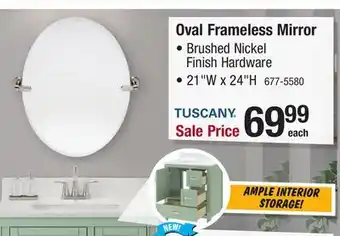 Menards Tuscany 21W x 24H Brushed Nickel Bevel Oval Pivoting Frameless Mirror offer