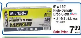 Menards Performax 9' x 150' .31 mil High-Density Painter's Plastic Drop Cloth offer