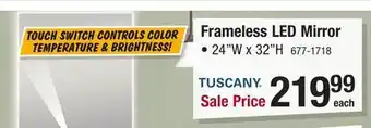 Menards Tuscany 24W x 32H Frameless LED Mirror offer