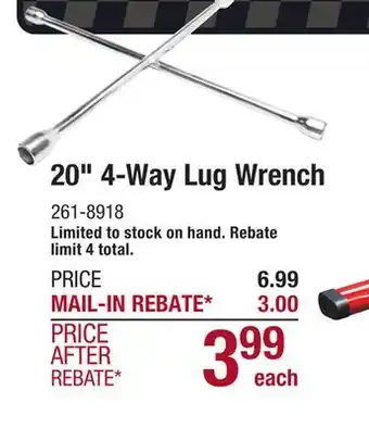 Menards Power Torque 20 4-Way Lug Wrench offer