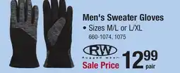 Menards RW Rugged Wear Men's Medium/Large Sweater Fleece Touch Winter Gloves offer