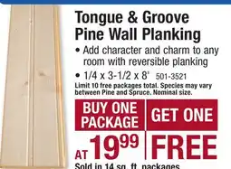 Menards 1/4 x 3-1/2 x 8' Beadboard & Edge-V Premium Reversible Planking (14 sq. ft/pkg) offer