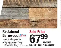 Menards AUTHENTIC AMERICAN BARN WOOD Reclaimed Barnwood Wall Plank (10 sq. ft/pkg) offer