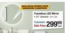 Menards Tuscany 24W Round Frameless LED Mirror offer