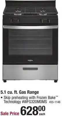 Menards Whirlpool 30 5.1 cu. ft. Stainless Steel Gas Range offer