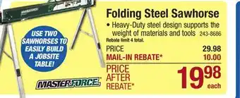 Menards Masterforce Folding Steel Sawhorse offer