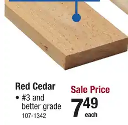 Menards 1 x 4 x 8' Red Cedar Board offer