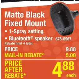 Menards Atomi 1-Spray Matte Black Showerhead with Bluetooth Speaker offer