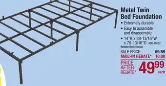 Menards Bali Metal Twin Bed Foundation offer