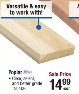 Menards Mastercraft 1 x 4 x 8' Poplar Board offer