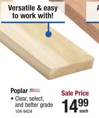 Menards Mastercraft 1 x 4 x 8' Poplar Board offer