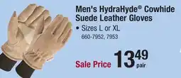 Menards Wells Lamont Men's Grey Large HydraHyde Insulated Suede Leather Winter Gloves offer