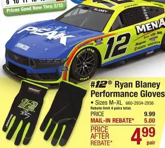 Menards Menards #12 Ryan Blaney Medium Performance Work Gloves offer