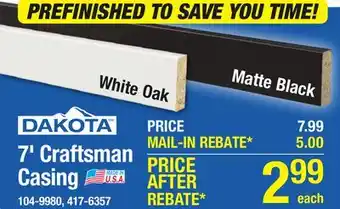 Menards Dakota 5/8 x 2-7/16 x 7' Prefinished Matte Black Craftsman Casing offer