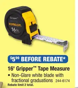 Menards Komelon 16' Gripper Tape Measure offer