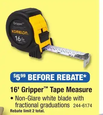 Menards Komelon 16' Gripper Tape Measure offer