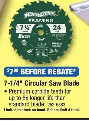 Menards Masterforce 7-1/4 x 24-Tooth Framing Circular Saw Blade offer