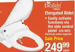 Menards Bio Bidet Slim One White Electric Elongated Bidet Toilet Seat offer