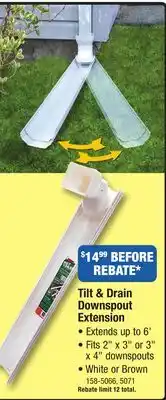 Menards Frost King Tilt & Drain White Adjustable Downspout Extension offer