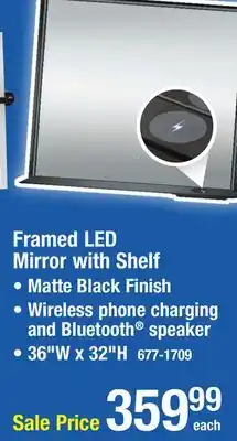 Menards Tuscany 36W x 32H Matte Black Framed LED Mirror with Bluetooth Speaker offer