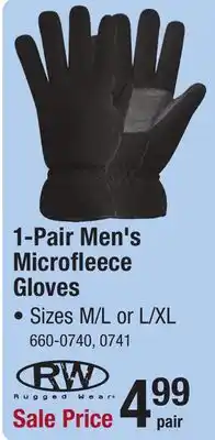 Menards RW Rugged Wear Men's Medium/Large Microfleece Winter Gloves - Assorted Colors offer