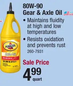 Menards Pennzoil 80W-90 Gear Oil - 1 Quart offer