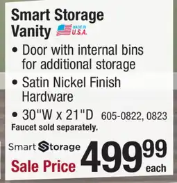 Menards Smart Storage 30W x 21D Birch Admiral Bathroom Vanity Cabinet offer