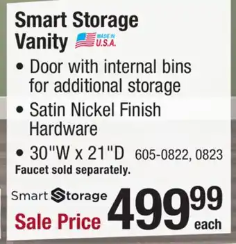 Menards Smart Storage 30W x 21D Birch Admiral Bathroom Vanity Cabinet offer