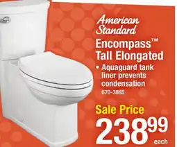 Menards American Standard Encompass 2-Piece White Tall Elongated Toilet offer