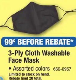 Menards 3-Ply Cloth Washable Face Mask - Assorted Colors offer