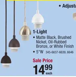 Menards Patriot Lighting Mix and Match Brushed Nickel 1-Light Mini Pendant offer