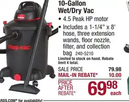 Menards Shop-Vac 10 Gallon 4.5 Peak HP Wet/Dry Shop Vacuum offer