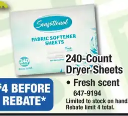 Menards Sensational Fresh Scent Fabric Softener Sheets - 240 Count offer