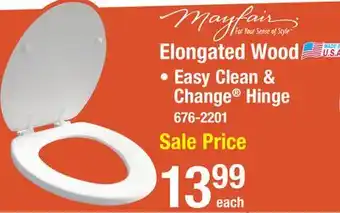 Menards Mayfair Elongated White Wood Toilet Seat with Easy·Clean & Change Hinge offer