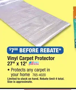 Menards Tenex 27 x 12' Clear Carpet Protector offer