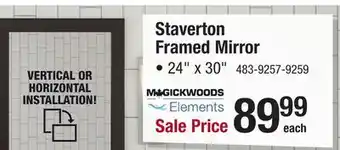 Menards MagickWoods Elements Staverton 24W x 30H White Framed Mirror offer