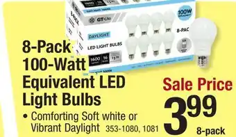 Menards GT-Lite 100 Watt Equivalent Frosted A19 E26 Daylight LED Light Bulb - 8 Pack offer