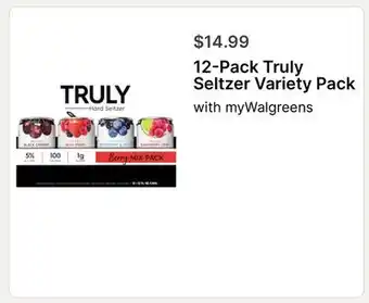 Walgreens 12-Pack Truly Seltzer Variety Pack offer