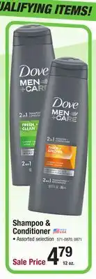 Menards Dove Men+Care Fortifying Fresh + Clean with Caffeine 2 in 1 Shampoo & Conditioner - 12 oz offer