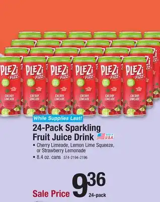 Menards PLEZi FiZZ Cherry Limeade Sparkling Fruit Juice Drink - 8.4 oz offer