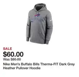 Dick's Sporting Goods Nike Men's Buffalo Bills Therma-FIT Dark Grey Heather Pullover Hoodie offer