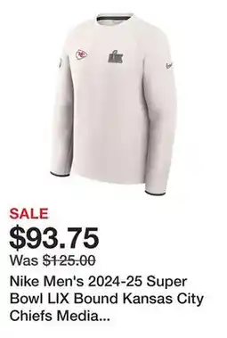 Dick's Sporting Goods Nike Men's 2024-25 Super Bowl LIX Bound Kansas City Chiefs Media Night Fleece Crew offer