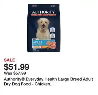 Petsmart Authority Everyday Health Large Breed Adult Dry Dog Food - Chicken & Rice offer