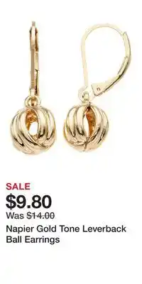 Kohl's Napier Gold Tone Leverback Ball Earrings offer