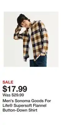 Kohl's Men's Sonoma Goods For Life Supersoft Flannel Button-Down Shirt offer